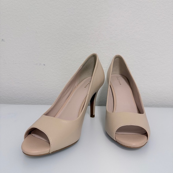 Cole Haan Shoes - Cole Haan Harlow Cream Peep-Toe Heels Size 10
